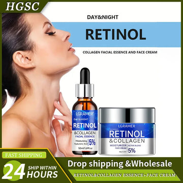Retinol Cream Serum Combo Set Locks In Moisture Repairs Skin Smoothes Wrinkles Increases Elasticity For Younger Healthier Skin